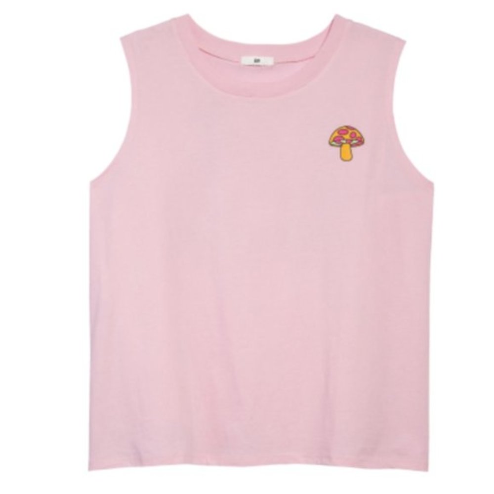 NEW bp. Nordstrom GRAPHIC MUSCLE TANK PINK OPAL MUSHROOMS